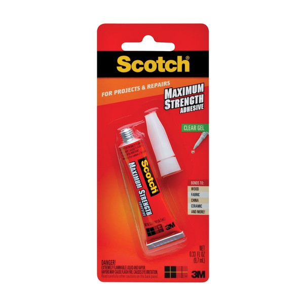 Adhesive, Maximum Strength, 0.33 fl-oz, Composition: Methyl Ethyl Ketone, Ethyl Acrylate-Methyl Methacrylate Polymer, Copolymer of Vinyl Chloride, Acetone, Clear