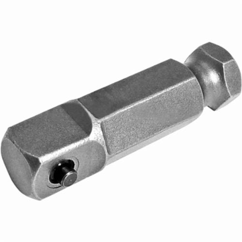 Drive Extension, Measurement System: Imperial, Hex x Square Drive, 7/16 x 3/8 in Drive, 1-3/4 in Overall Length, Pin Locking, Steel