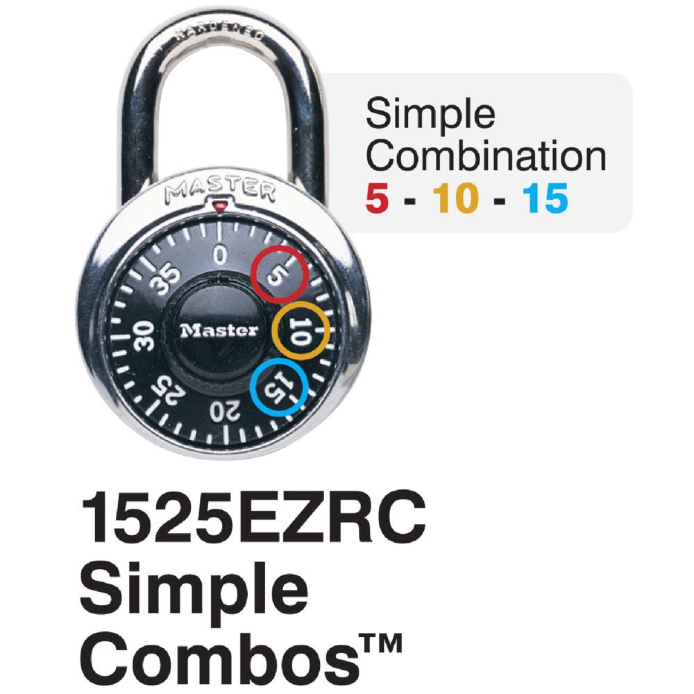 Combination Lock, Series: 1525, Control Key, Double Reinforced Stainless Steel Body, 9/32 in Shackle Diameter, 3/4 in Shackle Height, 13/16 in Shackle Width, 1-7/8 in Body Width, Anti-Shim Technology Locking Mechanism, Black