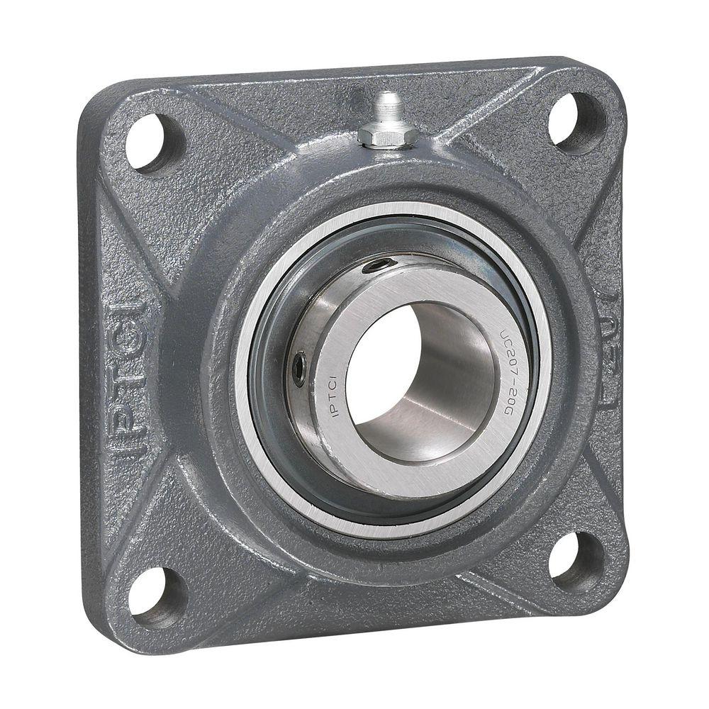 Flange Mount Ball Bearing Unit, Standard Duty, Series: UCF, 2.12 in Bore, 2-Bolt Flange Mounting, 165 mm Overall Length/Diameter, Set Screw Locking Device, Cast Iron Bearing