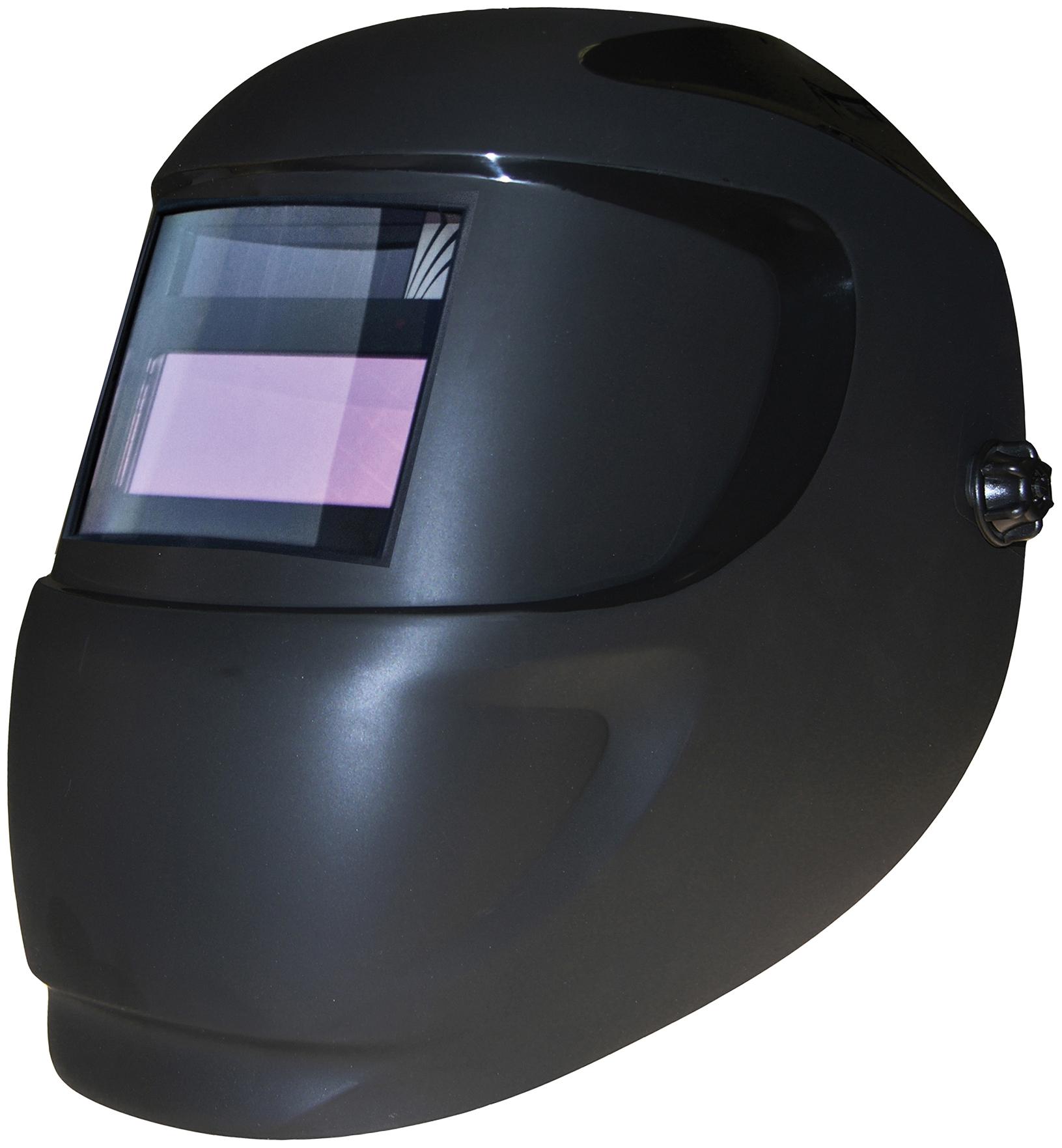 Welding Helmet, Lightweight, 4/9 to 13 Lens Shade, Black, 6 sq-in Viewing Area, Solar Power Source