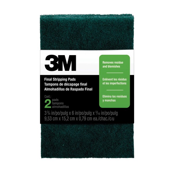 Final Stripping Pad, Open Stock, 6 Inch Length, 3-3/4 Inch Width/Diameter, 5/16 Inch Thickness, Fine Grade, Green Pad Color, Applicable Materials: Wood
