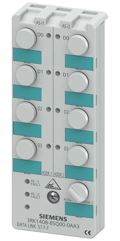 Data Coupler, Digital Standard Slave Virtual, Series: AS-I K60, 4 Input, 4 Output, -25 to 85 °C, 60 mm W x 29 mm D x 152 mm H