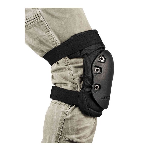 Knee Pads, Extra Long Cap Injected, Series: 342, Universal, Rubber Cap, Gel-Polymer Pad, Hook and Loop Closure, Neoprene Strap, 2 Straps, Black