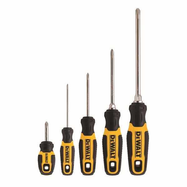 Screwdriver Set, Measurement System: Imperial, 5 Piece, Ergonomic Quad-Lobe Handle, Screwdriver Types Included: Yes, Bi-Material