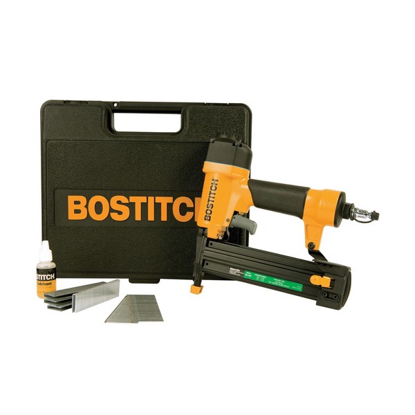 Combo Brad Nailer/Stapler Kit, Finish Pneumatic, Tool/Kit: Kit, 5/8-1-5/8 in L Fastener, Glue Collation, Straight Collation, 100 Magazine, Side Load Loading, Sequential Trigger, 100 PSI Air, Adjustable Exhaust Location, 18 ga Maximum Material Thickne