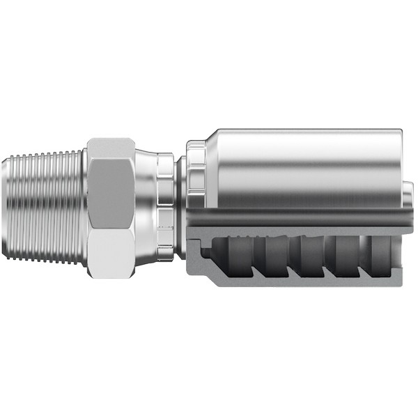 Hydraulic Swivel Male Adapter, 3/8 Inch Pipe Size, 3/8 Inch Hose Inside Diameter, Stainless Steel
