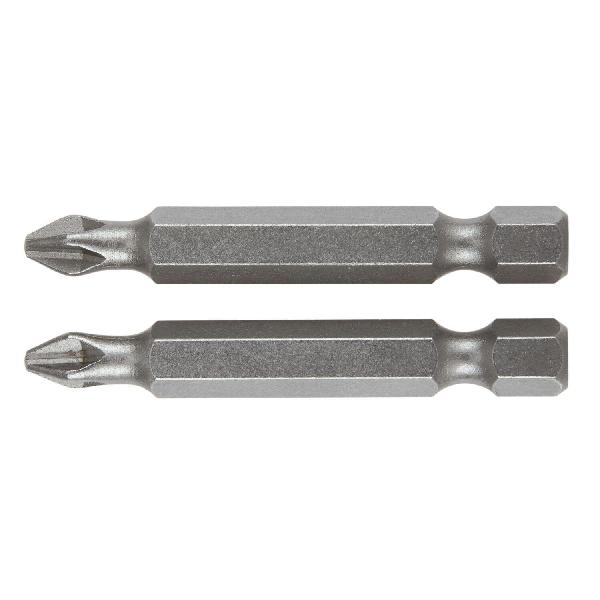Power Bit, PH2 Point, Phillips® Point, 2 in Overall Length, Hex Shank, 1/4 in Shank, Steel