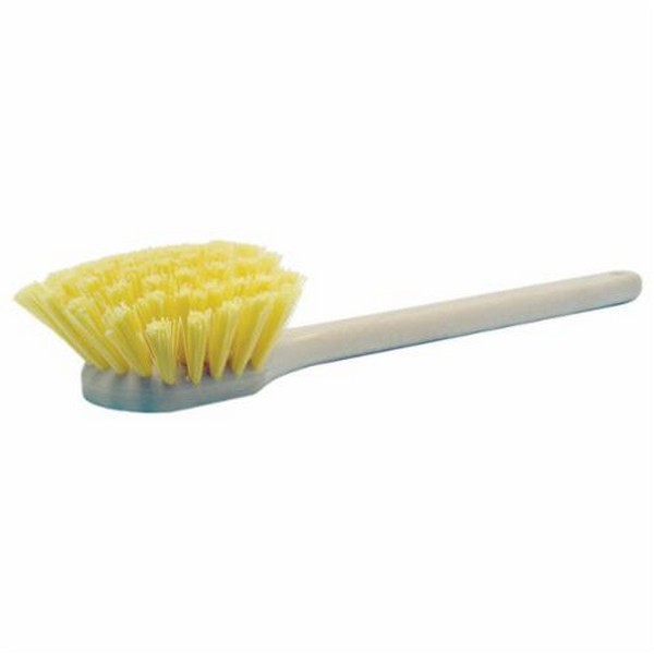 Utility Scrub Brush, Long Handle, Foam Block, 2 in Trim Length, Polypropylene Trim, Yellow Trim Color, Foam Handle, 20 in Overall Length