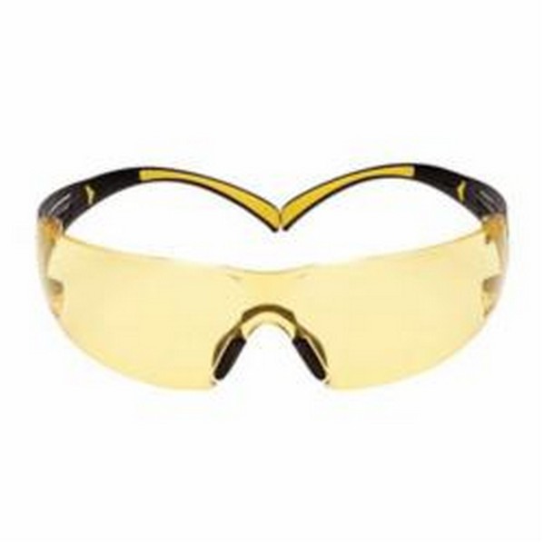 Safety Glasses, Value Range, Series: 400, Universal Size, Scotchgard™ Anti-Fog Lens Coating, Amber Lens, Frameless, Plastic Frame, Polycarbonate Lens, Yes % UV Protection, Pressure Diffusion Temple, Specifications Met: ANSI Z87.1-2015