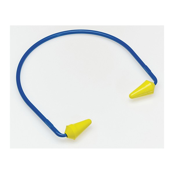 Earplugs, Corded Design, 17 dB Noise Reduction, Band with Pod Shape, Universal Size, Yellow Plug, ABS/PVC/Silicone Plug, Blue Cord, Specifications Met: CSA Class AL, Disposable/Reusable: Reusable