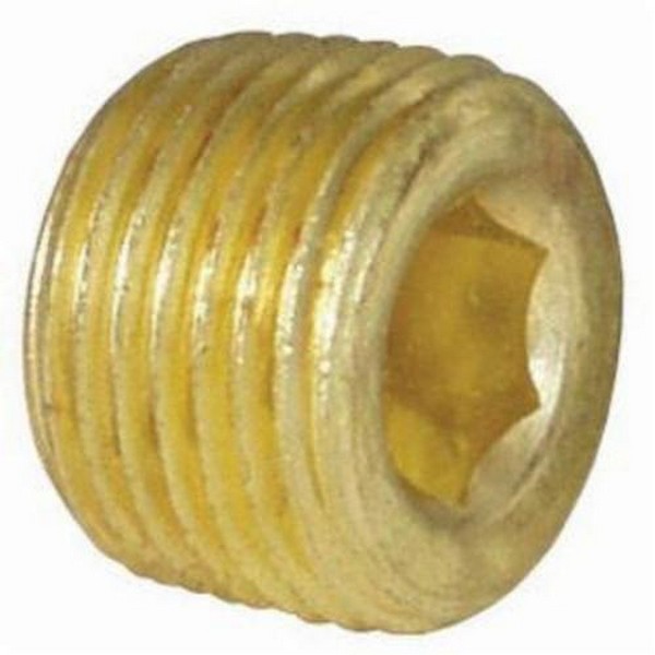 Socket Plug, Lead Free Hex Head, Series: 219, Fitting/Connector Type: Plug, 3/8-18 Nominal, MNPTF, 5/16 Inch Hex, 0.46 Inch Length, Brass, Domestic