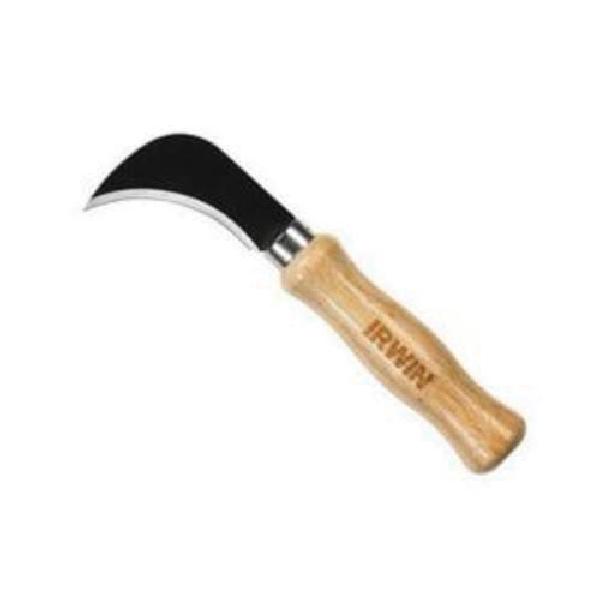 Linoleum Knife, Specialty, 4.33 in Blade Length, 1/2 in Blade Width, Fixed Blade, Carbon Steel Blade, Hooked Blade, 1 Number of Blades Included, Standard Smooth Handle, 7-1/2 in Handle Length, Hardwood Handle, 9-3/4 in Overall Length, Brown/Silver