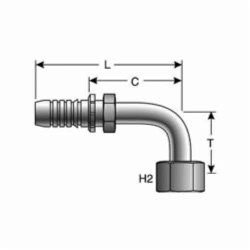 Hydraulic 90° Elbow, 1-1/4 Inch Hose ID, 50 mm Hex Nut, 6.77 Inch Length, Steel