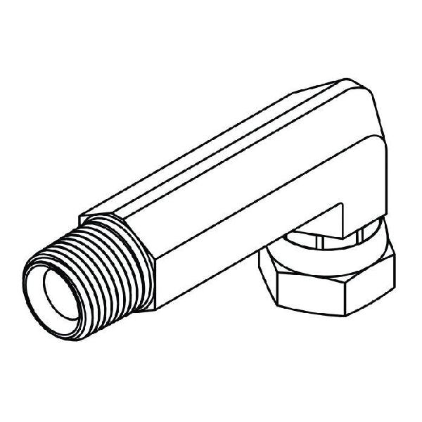 Elbow, Extra Long, Series: 1501-LL, 1/4-18 Nominal, MNPT x Female Pipe Swivel End Style, 90 deg Angle, 2-1/4 in Length, Steel, Trivalent Chromate Plated, Silver