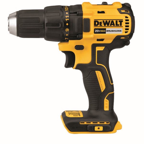 Brushless Hammer Drill/Driver, Bare Tool/Kit: Bare Tool, 1/2 in Chuck, Ratcheting Chuck, 0 to 8500/0 to 29750 bpm Blows per Minute, 0 to 500/0 to 1750 RPM No-Load, 2 Speed, 20 V, Battery Included: No, Ergonomic Handle, Variable Speed Trigger Control