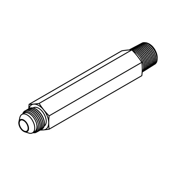 Adapter, Extra Extra Long Straight, Series: 2404-LLL, 3/4-16 x 1/2-14 Nominal, 37 deg Male JIC x MNPT End Style, 5-1/2 in Length, Steel, Trivalent Chromate Plated, Silver
