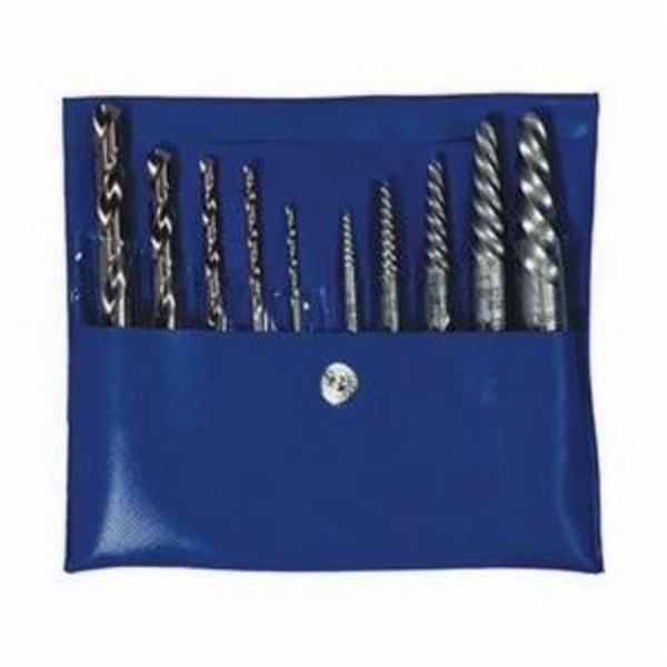 Screw Extractor and Drill Bit Set, 10 Piece, Cobalt Drill/Steel