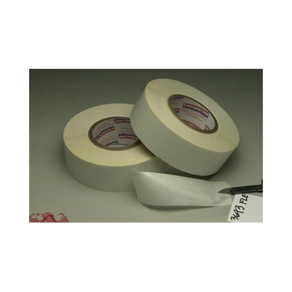 Double Coated Tape, Flame-Resistant, 60 yd Length, 1-1/2 Inch Width, Clear, Acrylic Adhesive, Film Backing