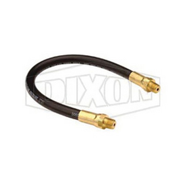 Grease Whip Hose Assembly, 12 Inch Hose Length, 3000 psi Operating, 1/8-27 MNPT, Brass
