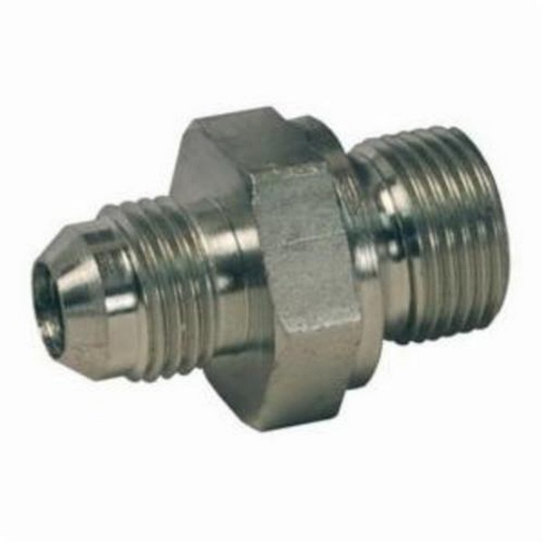 Hydraulic Adapter, Series: B3800, 7/16-20 x 1/4-19 Nominal, 37° Male JIC Flare x Male BSPP, 5000 psi, Carbon Steel, Zinc Plated, Domestic