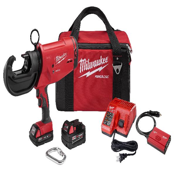 Cordless Utility Crimper Kit, 12 ton Crimping Force, 18 VDC, Battery, Red, 16 in Overall Length