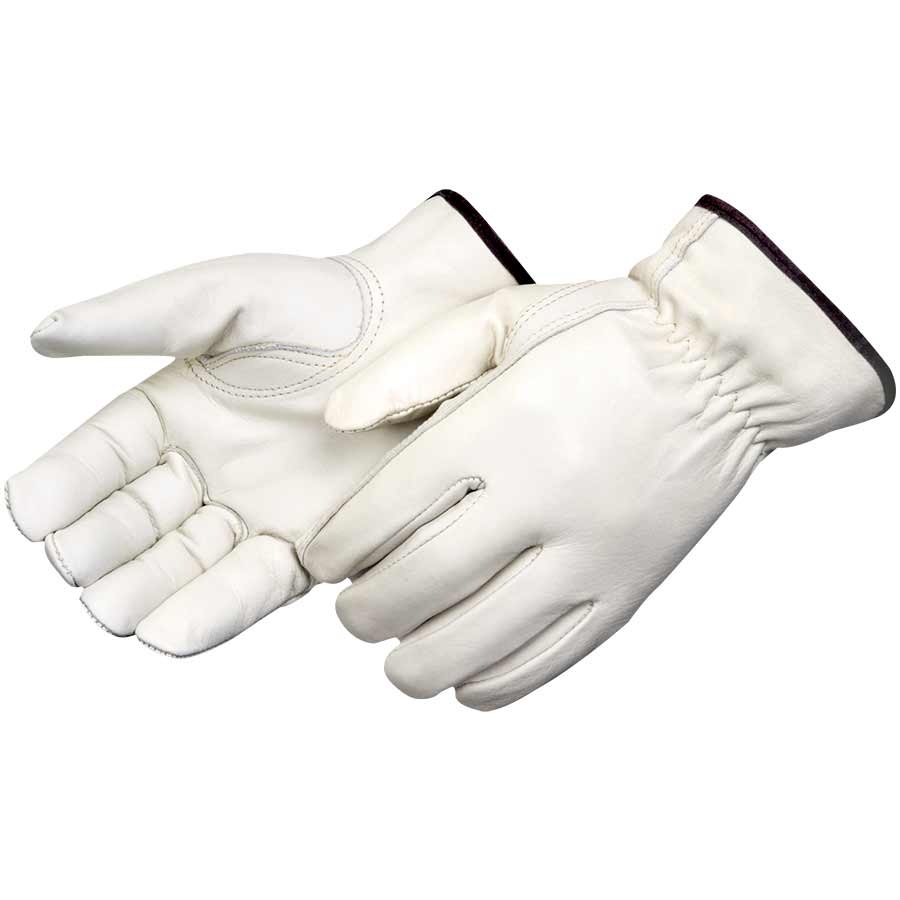 Glove, Work, Series: I6147, Driver Glove, Cowhide Leather, Beige, Keystone Thumb Style, Unlined Lining, Hemmed Cuff, Shirred Elastic Closure