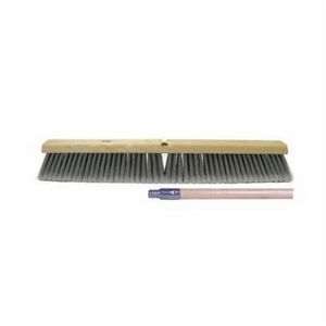 Push Broom Kit, Threaded Tip, 18 in Overall Length, 3 in Trim Length, Fine Sweep, Polystyrene Bristle, Flagged Gray Bristle, Lacquered Hardwood Block, 18 in Block, 15/16 in Diameter x 60 in L Handle, Hardwood Handle