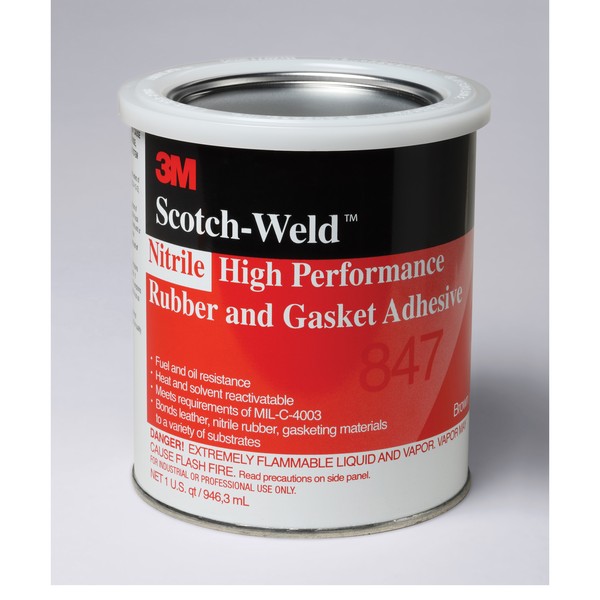 Rubber and Gasket Adhesive, High Performance, Can Container, 1 gal Container, Nitrile Rubber Chemical Type, 10 min Work Life, 15 min Setting, 2 hr Curing, Dark Brown