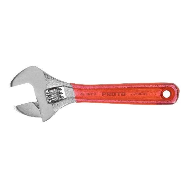 Wrench, Non-Insulated Standard, Adjustable Wrench, 1/2 in Wrench Opening, 4-11/32 in Overall Length, 3/4 in Jaw Width, Alloy Steel Jaw, Ergonomic/Cushion Grip Handle, Alloy Steel Body, Tether Ready: Yes, Specifications Met: ASME B107.121, Measurement