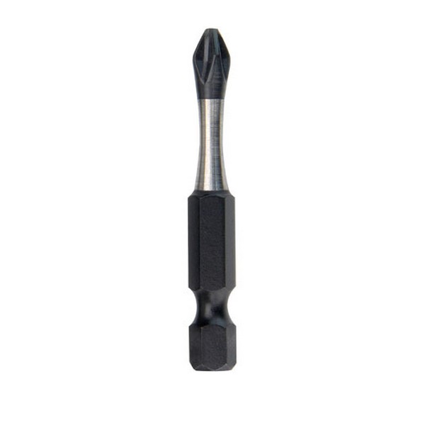 Impact Power Bit, #2 Point, Phillips® Point, 1/4 in Drive/Shank, Hex Shank, Steel