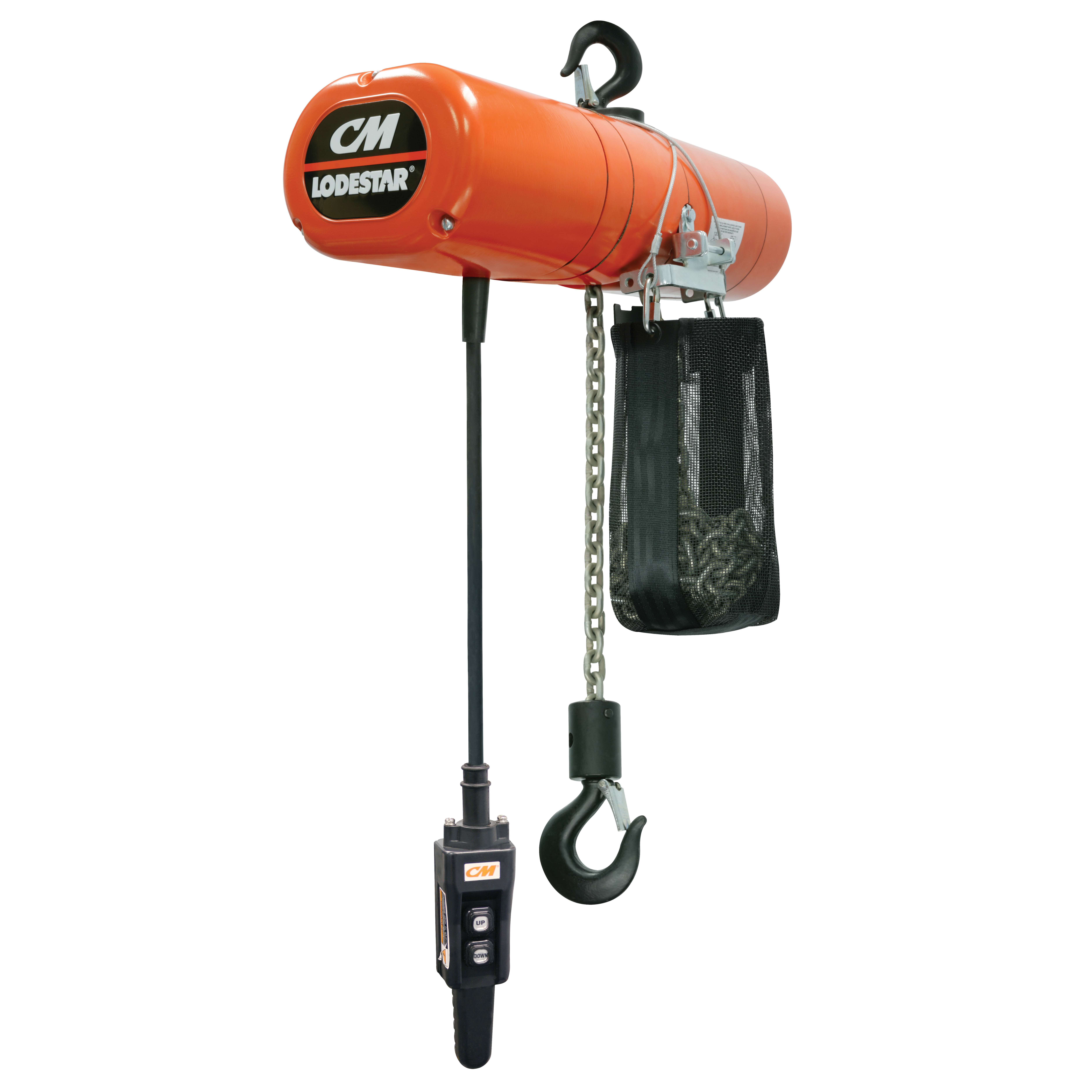 Electric Chain Hoist, Triple Reeving, Series: Model RRT, 3 ton, 0.312 x 0.8583 in, 15 ft Lifting Height, 11 fpm Lift Speed, 32.1 in Minimum Between Hooks, 1-Speed Control, Heavy Duty DC Brake, 2 hp, 230/460 V AC, 2.9/5.8 A, 29-1/2 in Headroom, 176 lb