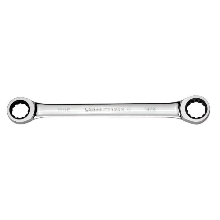 Box End Wrench, Ratcheting Wrench, 16 x 18 mm Wrench Opening, 12 Points, 8.268 in Overall Length, 0° Offset, 1.201 x 1.307 in Box End Width, 0.406 x 0.441 in Box End Thickness, 72 Geared Teeth, Standard Handle, Alloy Steel, Polished Chrome