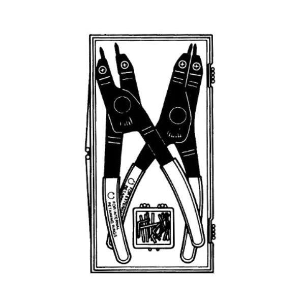 Retaining Ring Plier Kit, Replaceable Tip Pliers, For Use With: 1/4 to 2 in Internal or External Rings, Steel