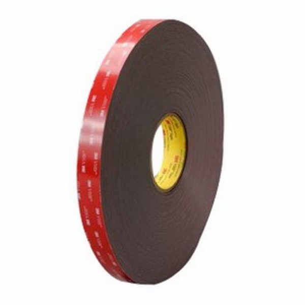 Double Sided Bonding Tape, Pressure Sensitive, 36 yd Length, 1 Inch Width, 62 mil Thickness, 5 mil Polyethylene Liner, Black, Acrylic Adhesive, Acrylic Foam Backing, 300 °F Maximum Operating