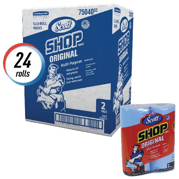 Shop Towel, Durable Multi-Purpose, Blue, Roll Package Type