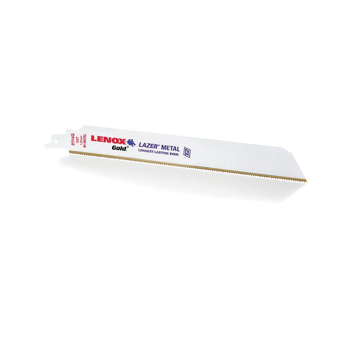 Reciprocating Saw Blade, 9 in Length, 1 in Width, 0.042 in Thickness, 10 TPI, 1/2 in Tang, U-Shank Tang, HSS Cutting Edge, Bi-Metal Body, Titanium Coated, Applicable Materials: Metal