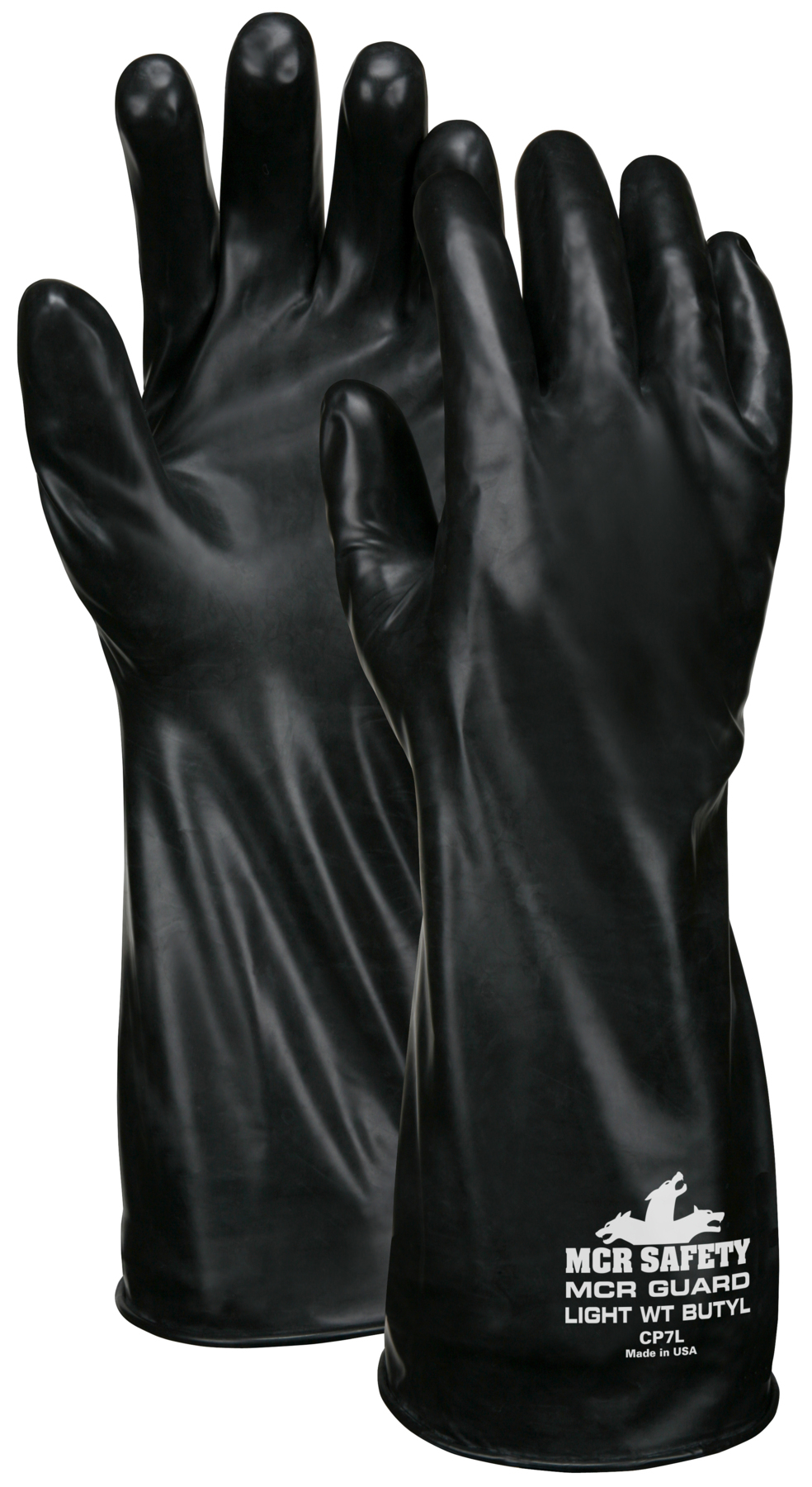 Gloves, Arm Protection, L Size, Rubber, Smooth, Standard Finger/Straight Thumb Style, Gauntlet Cuff, Butyl Coating, 14 in Length, 7 mil Thickness, Resists: Chemical