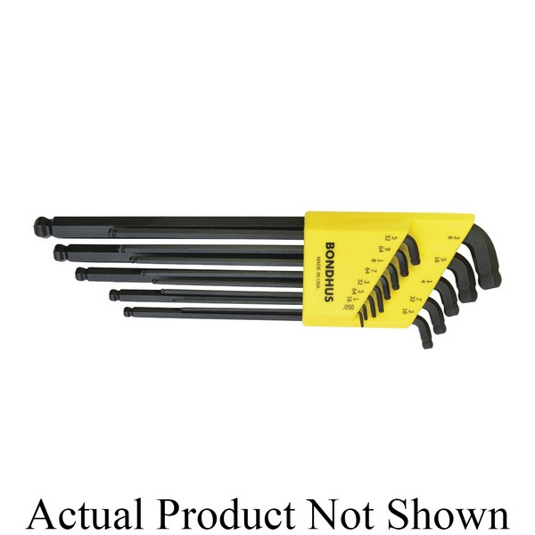 Hex Key Set, Extra Long Stubby Double Ball End, Measurement System: Metric, 9 Piece, Hex Drive, 1.5 to 10 mm Hex, L-Shaped Handle
