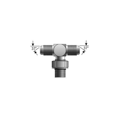 Hydraulic Tee, SAE to SAE, Series: G60, 1-5/16-12 Nominal, 37° Male JIC Flare Run x Male O-Ring Boss