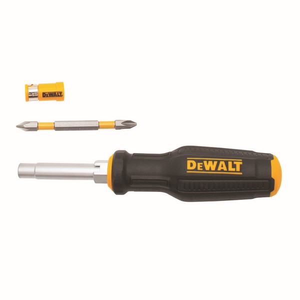 Multi-Bit Screwdriver, Round Shank, Measurement System: Imperial, Cabinet Slotted/Phillips® Bit, 6-1/4 in Overall Length, Straight Handle, 6 Piece, Plastic