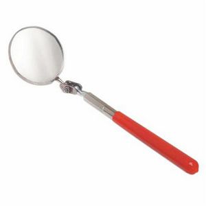 Inspection Mirror, 2-1/4 in Mirror, Circular, 10 to 14 in Length, Telescoping Handle, Ball Joint Swivel, Vinyl Handle