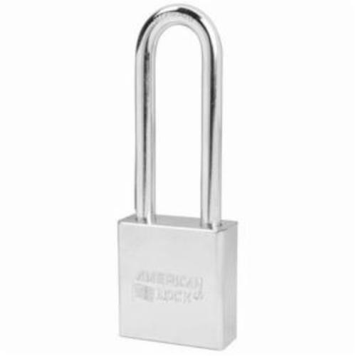 Safety Padlock, Rectangular Rekeyable, Different Key, Solid Steel Body, 5/16 in Shackle Dia, 3 in Shackle Height, 3/4 in Shackle Width, Boron Alloy Steel Shackle, 1-3/4 in Body Width, 3/4 in Body Thickness, 5-Pin APTC12 Tumbler Cylindrical, Silver