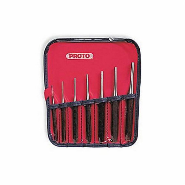 Pin Punch Set, Super Duty Drive, 5/32 to 1/4 in Punch, 5-3/4 in Overall Length, 7 Punches, 7 Piece, Drive Pin, Corrosion-Resistant: Yes, Steel, Black Oxide