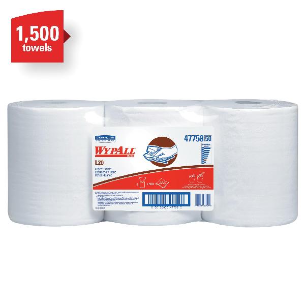 Cleaning Wiper, Single Use, Series: L20, 13.4 x 9.8 in Size, 550 Sheets Capacity, White, Paper, 2 Ply