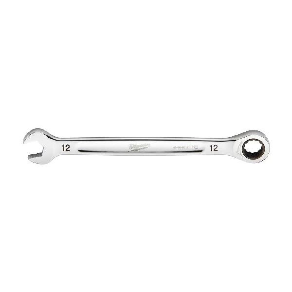 Combination Wrench, Ratcheting Standard Length, Measurement System: Metric, Open End Wrench, 12 mm Wrench Opening, 12 Points, 178.562 mm Overall Length, Ergonomic Handle, Steel