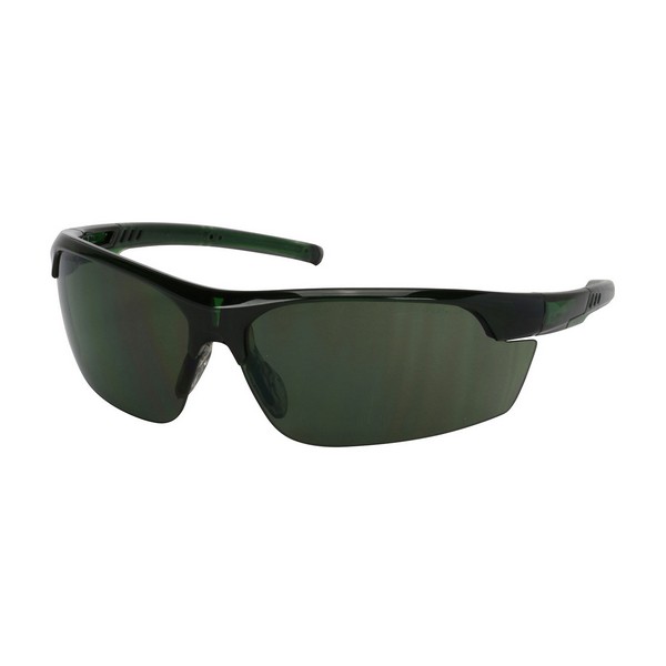 Safety Glasses, Dual, Universal Size, FogLess® 3Sixty™ Lens Coating, Green Lens, Semi-Rimless Frame, Green Frame, Polycarbonate Frame, Polycarbonate Lens, 99.99% UVA/UVB UV Protection, Molded Temple, Specifications Met: ANSI Z87.1-2015