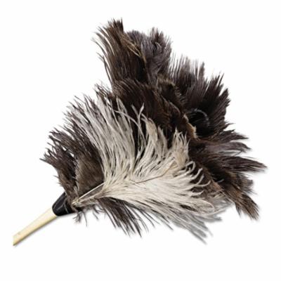 Cleaning Duster, Professional, 13 Inch Length, Ostrich Feather Head, Gray Head, Wood Handle, 7 Inch Handle