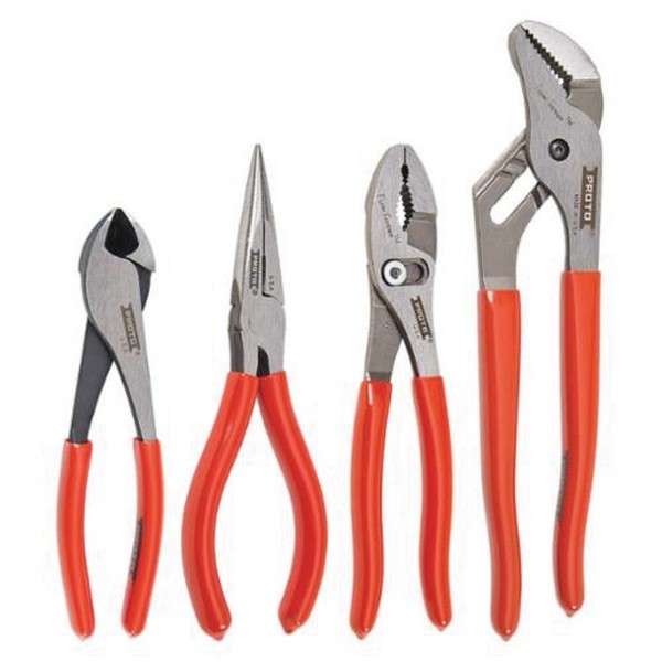 Plier Set, Series: XL Series, 4 Piece, Specifications Met: ASME B107.23-2004, Steel, Red Handle