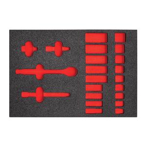 Foam Tray, For Use With: J52134 Tool Set and 22-Piece 6-Point 3/8 in Drive Full Polish Socket Set with Precision 90 Head Ratchet, Polyethylene Foam, Black/Red, 11 in W x 16 in D x 1-1/4 in H Dimensions
